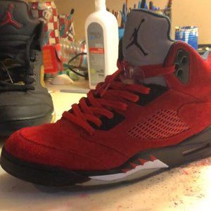 Custom Red Suede Raging Bull Air Jordan 5